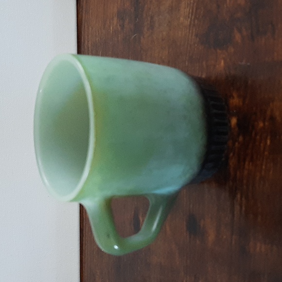Vintage Anchor Hocking Green Black Stackable Coffee Mug - Picture 1 of 6